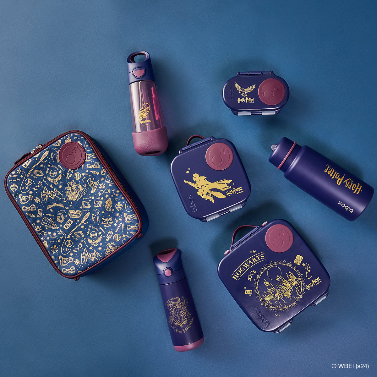 Harry Potter by b.box lunch box + water bottle collection with lunch bag laydown